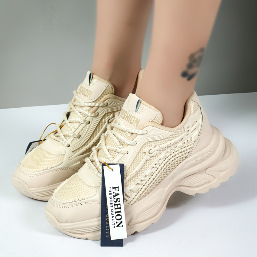 کتونی اسپرت زنانه مدل فشیون راحتی رنگ کرم کد 053744 کتونی اسپرت زنانه مدل فشیون راحتی رنگ کرم کد 053744