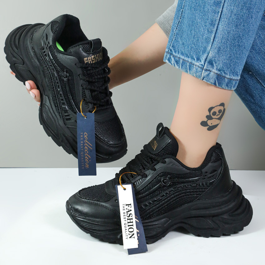 کتونی اسپرت زنانه مدل فشیون راحتی رنگ مشکی کد 053746 کتونی اسپرت زنانه مدل فشیون راحتی رنگ مشکی کد 053746