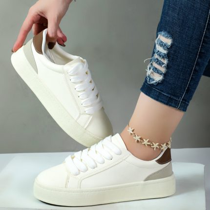 کفش ونس زنانه مدل زارا zara رنگ شیری پشت قهوه ای کد 55402