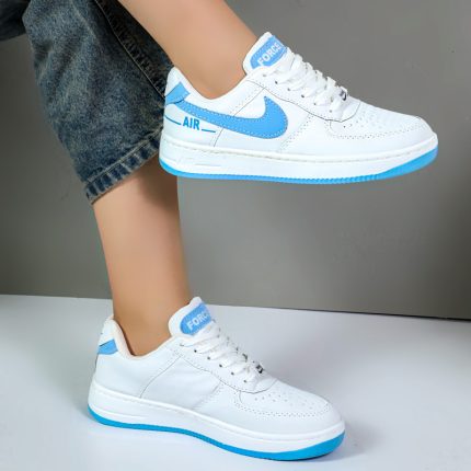 کتونی نایک ایرفورس زنانه nike air force رنگ سفید آبی کد 6227