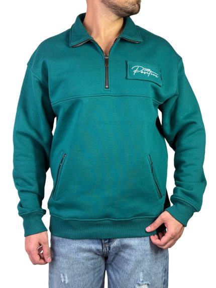 پلیور دورس نیم زیپ مردانه مدل تینک رنگ سبز کد