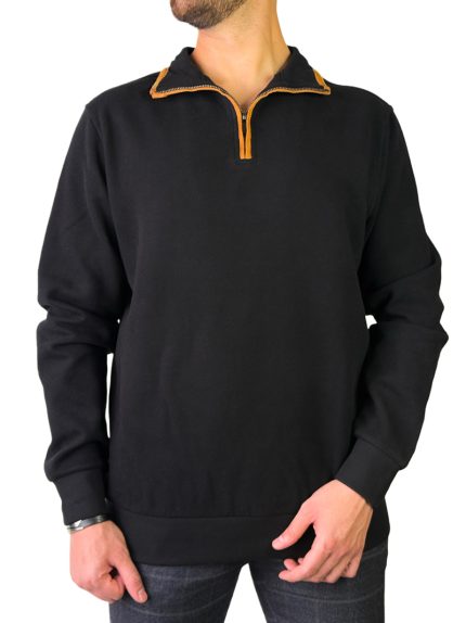 سلانیک بیسیک نیم زیپ مردانه رنگ مشکی کد