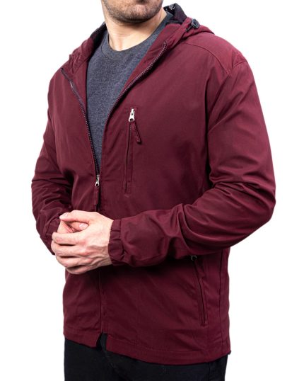 سویشرت مردانه بادگیر ضد باران ساده رنگ زرشکی کد 34557
