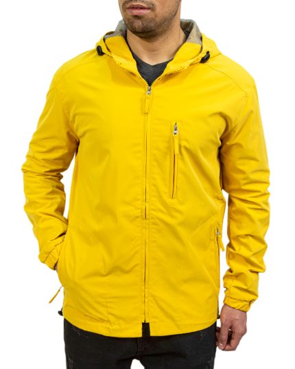 سویشرت مردانه بادگیر ضد باران ساده رنگ زرد کد 34556