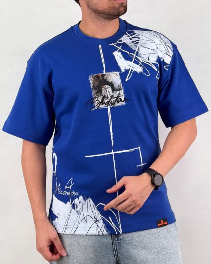 تیشرت مردانه اسپرت مدل لش استورم چاپ رنگ آبی کد 999114