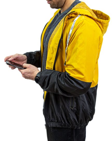 سویشرت مردانه بادگیر ضد باران فیلیپ پلین رنگ مشکی زرد کد 24554