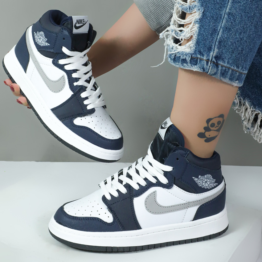 کتونی ساقدار زنانه مردانه ست مدل جردن ایر وان jordan air رنگ سرمه ای کد 54462 کتونی ساقدار زنانه مردانه ست مدل جردن ایر وان jordan air رنگ سرمه ای کد 54462