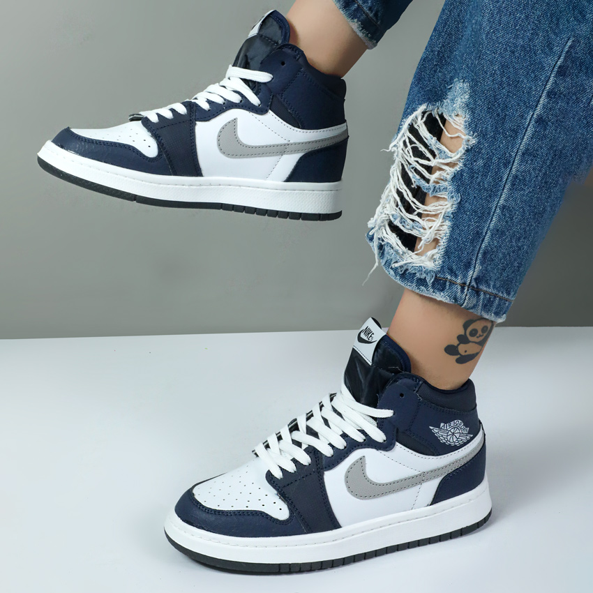 کتونی ساقدار زنانه مردانه ست مدل جردن ایر وان jordan air رنگ سرمه ای کد 54462 کتونی ساقدار زنانه مردانه ست مدل جردن ایر وان jordan air رنگ سرمه ای کد 54462