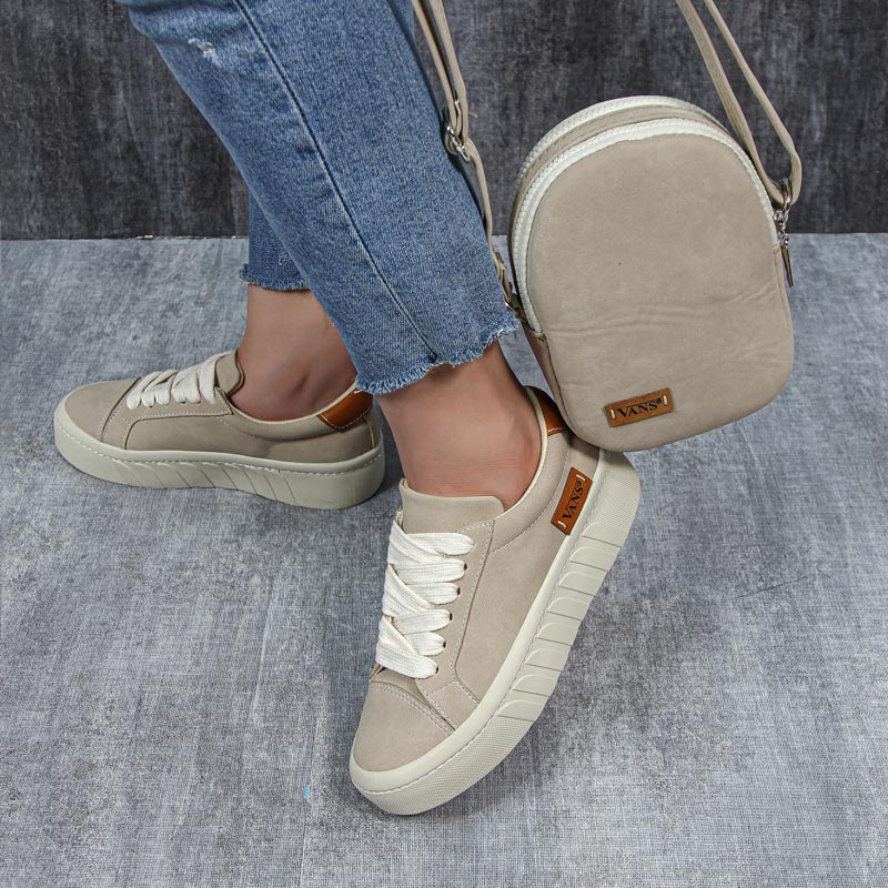 ست-کیف-کفش-زنانه-مدل-ونس-vans-رنگ-کرم-روشن-کد-28440 ست کیف و کفش زنانه مدل ونس vans رنگ کرم روشن کد 28440