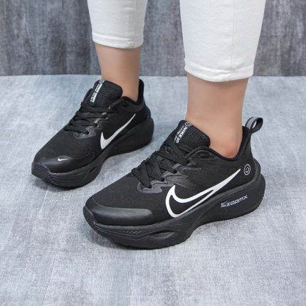 کتونی ست زنانه مردانه اسپرت مدل nike zoom نایک زوم رنگ تمام مشکی کد 74800