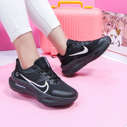 کتونی ست زنانه مردانه اسپرت مدل nike zoom نایک زوم رنگ تمام مشکی کد 74800
