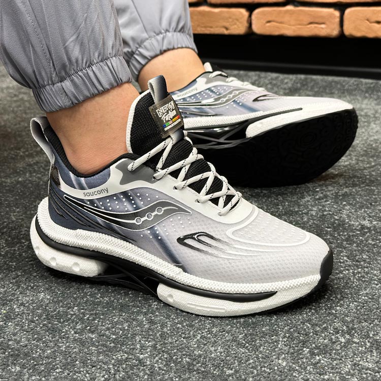 کتونی مردانه اسپرت رانینگ مدل ساکونی Saucony رنگ مشکی طوسی کد 14220 کتونی مردانه اسپرت رانینگ مدل ساکونی Saucony رنگ مشکی طوسی کد 14220