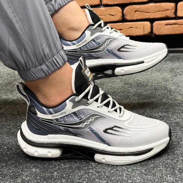 کتونی مردانه اسپرت رانینگ مدل ساکونی Saucony رنگ مشکی طوسی کد 14220 کتونی مردانه اسپرت رانینگ مدل ساکونی Saucony رنگ مشکی طوسی کد 14220