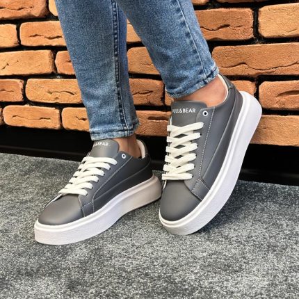 کفش ونس مردانه رنگ طوسی تیره سفید مدل پول اند بیر pull&bear کد 2950