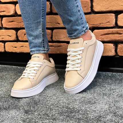 کفش مردانه مدل پلاس +pull&bear رنگ کرم سفید کد 1030
