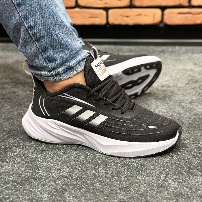 کتونی مردانه اسپرت مدل آدیداس adidas رنگ مشکی زیره سفید کد 6412 کتونی مردانه اسپرت مدل آدیداس adidas رنگ مشکی زیره سفید کد 6412