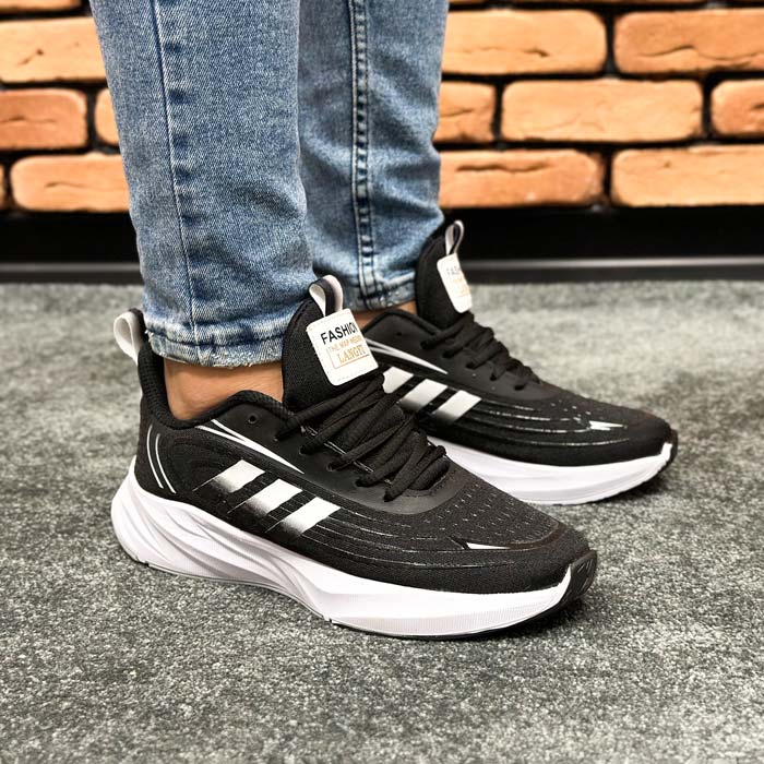 کتونی مردانه اسپرت مدل آدیداس adidas رنگ مشکی زیره سفید کد 6412 کتونی مردانه اسپرت مدل آدیداس adidas رنگ مشکی زیره سفید کد 6412