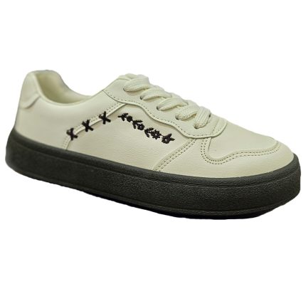 کفش کتونی زنانه ونس vans مدل visa گلدوزی رنگ کرم کد 06401