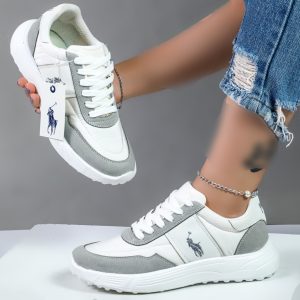 کتونی زنانه اسپرت مدل پولو polo روزمره ، راحتی ، باشگاهی ، ورزشی رنگ سفید طوسی کد 107733