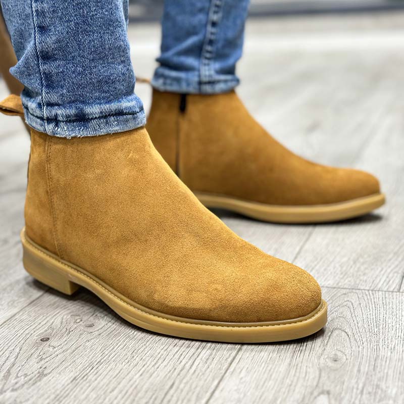 14.jpg بوت مردانه مدل چلسی زیپدار چرم طبیعی جیر رنگ عسلی کد 95300