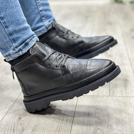 بوت مردانه ساق کوتاه رنگ مشکی کد 34596